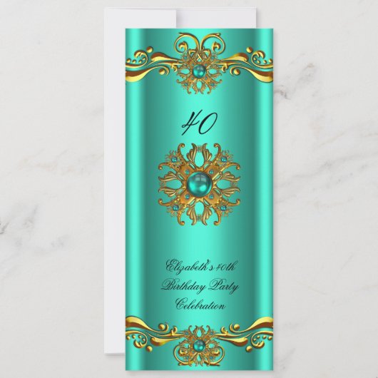 ジェードグエレガントリーンジュエル金ゴールド誕生日パーティー 招待状 (正面)