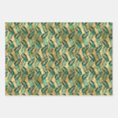 ジェードグリーンとゴールドフォイルの外観 ラッピングペーパーシート (正面2)