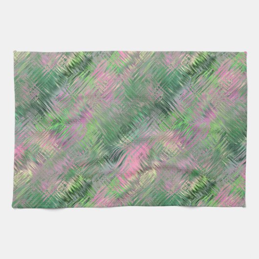 ジェードグリーン結晶ゲルパターン キッチンタオル (横)