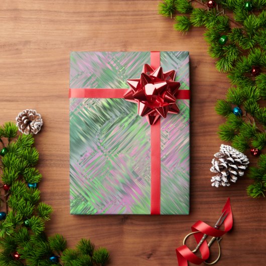 ジェードグリーン結晶ゲルパターン ラッピングペーパー (クリスマスギフト)