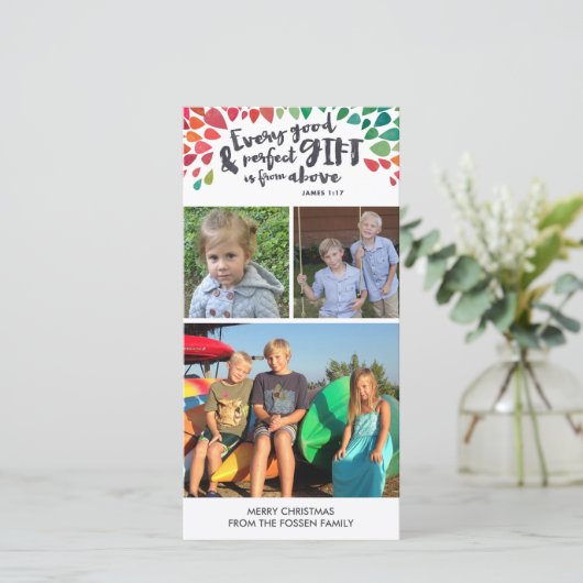 ジェームスの1:17の宗教クリスマスの写真カード シーズンカード (スタンド正面)