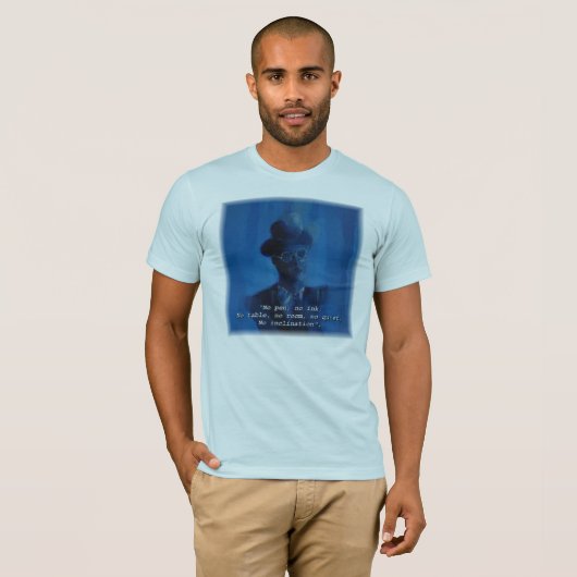 ジェームスジョイスの引用文"ペン無し、インク無し" Tシャツ (正面フル)