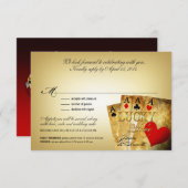 ジェームス及びアネットベガス金属シャンペンRSVP 出欠カード (正面/裏面)