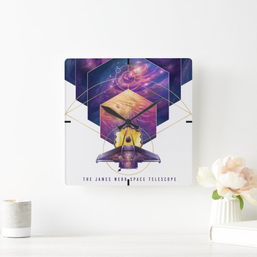ジェームス・ウェッブ宇宙望遠鏡ポスター。 スクエア壁時計 (ホーム)
