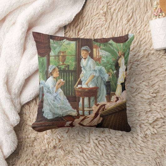 ジェームスTissotのビクトリアンなお茶会 クッション (ブランケット)