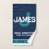 ジェームズの名前スポーティなスタイルダークブルーティール（緑がかった色） バスタオルセット (ハンドタオル)