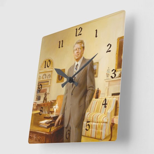 ジェームズカーターホワイトハウス大統領のポートレート スクエア壁時計 (傾斜)