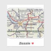 ジェームズタウンニューヨークのヴィンテージの地図 シール (シート)