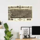 ジェームズタウンニューヨーク1882アンティークパノラママップ ポスター (ホームオフィス)