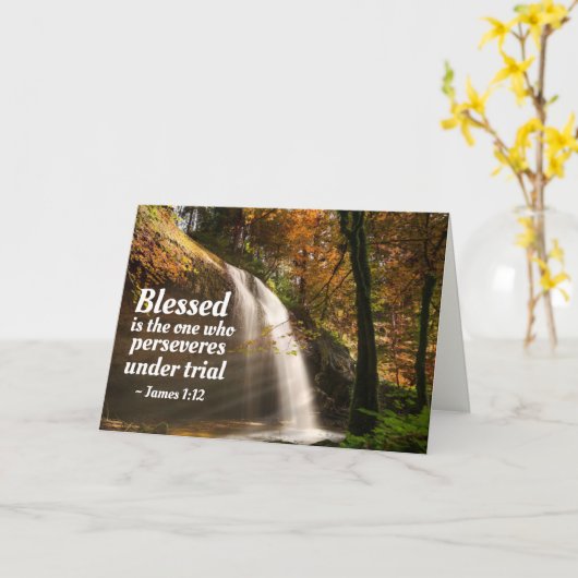 ジェームズ1:12賛美は聖書を守る人だ カード (黄色い花)