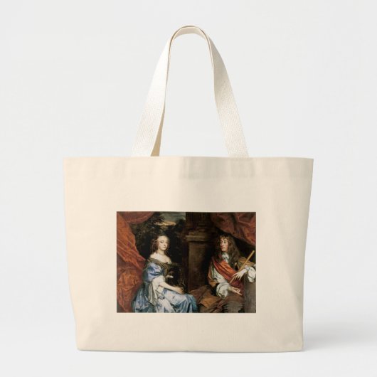 ジェームズ2世とアン・ハイド著:サー・ピーター・リー ラージトートバッグ (正面)