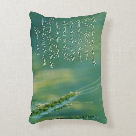 ジェームズ5:6-8忍耐感動的力 アクセントクッション (正面(垂直))