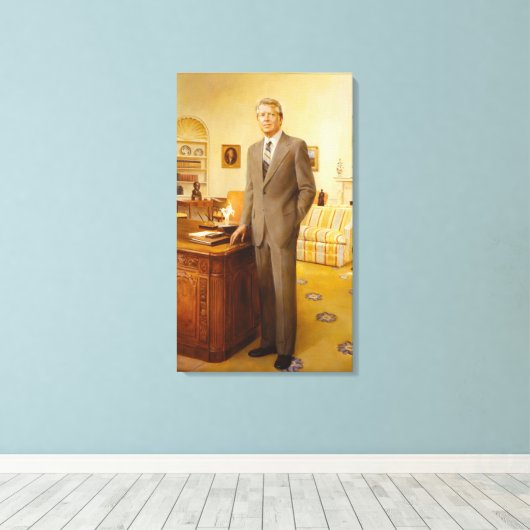 ジェームズ・アール・カーター色彩の鮮やか米大統領ポートレート キャンバスプリント (インサイチュ (ウッドフロア))