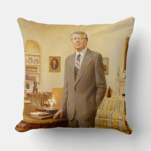 ジェームズ・アール・カーター色彩の鮮やか米大統領ポートレート クッション (正面)