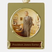 ジェームズ・アール・カーター色彩の鮮やか米大統領ポートレート ゴールドプレートバナーオーナメント (正面)