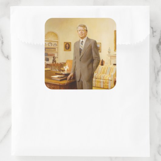 ジェームズ・アール・カーター色彩の鮮やか米大統領ポートレート スクエアシール (バッグ)