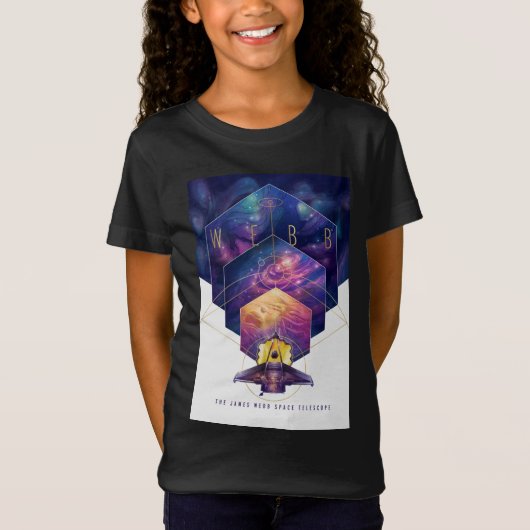 ジェームズ・ウェッブ宇宙望遠鏡のイラストアート Tシャツ (正面)