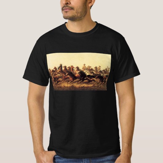 ジェームズ・ウォーカーによる野生の馬の縄捕り Tシャツ (正面)