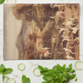 『ジェームズ・ウォードによるラルフ・ラムトンと猟犬たち』 キッチンタオル (折り畳み)