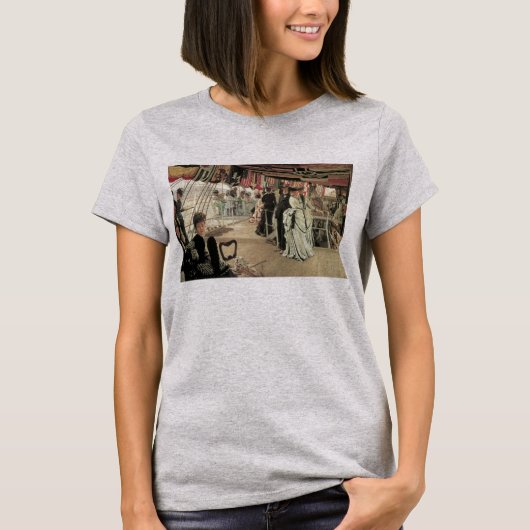 ジェームズ・ティソ「船上の舞踏会」ヴィクトリア朝芸術 Tシャツ (正面)