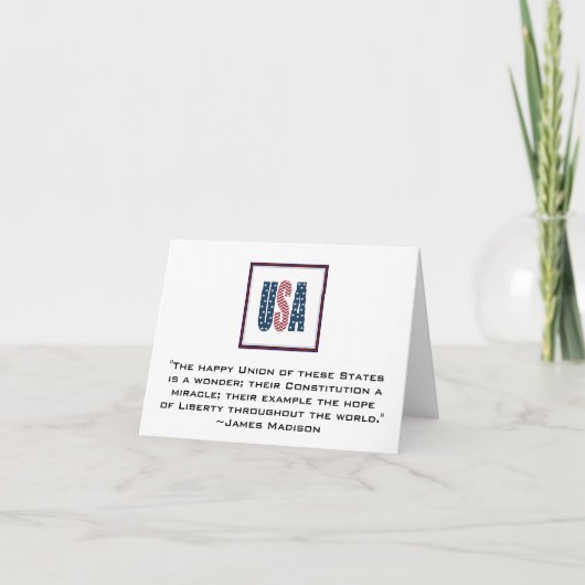 ジェームズ・マディスンの愛国心が強い引用文Notecard. カード (正面)