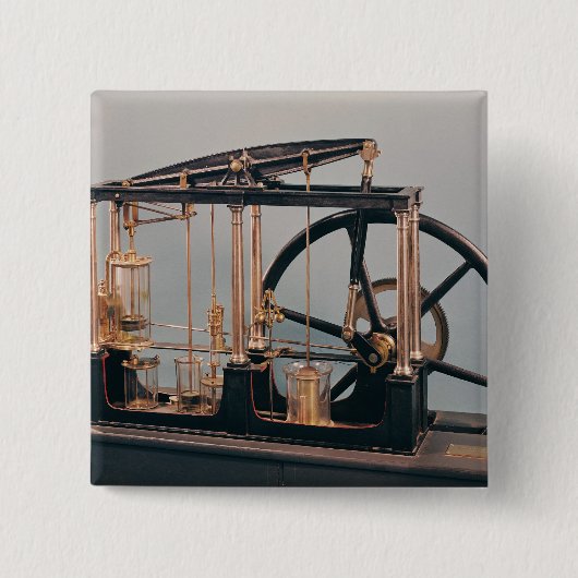 ジェームズ・ワットの蒸気機関の復元 缶バッジ (正面)