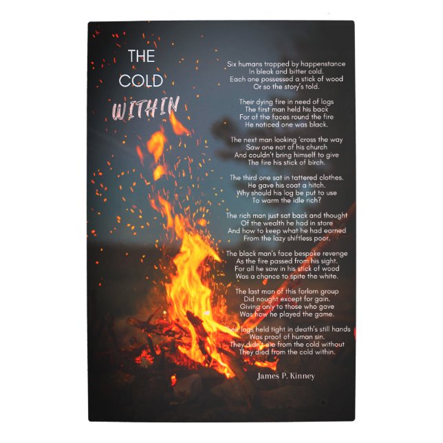 ジェームズ・P・キニーによる「詩の中の寒さ」 メタルプリント (正面)