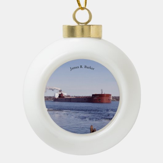 ジェームズ・R・バーカーボールまたはスノーフレーク・オーナメント セラミックボールオーナメント (正面)