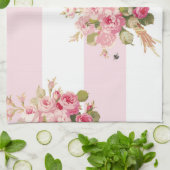 ジェーンのばら色の花束のシャクヤクのストライブ柄の台所タオル キッチンタオル (折り畳み)