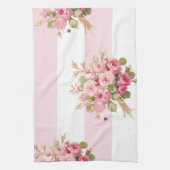 ジェーンのばら色の花束のシャクヤクのストライブ柄の台所タオル キッチンタオル (縦)