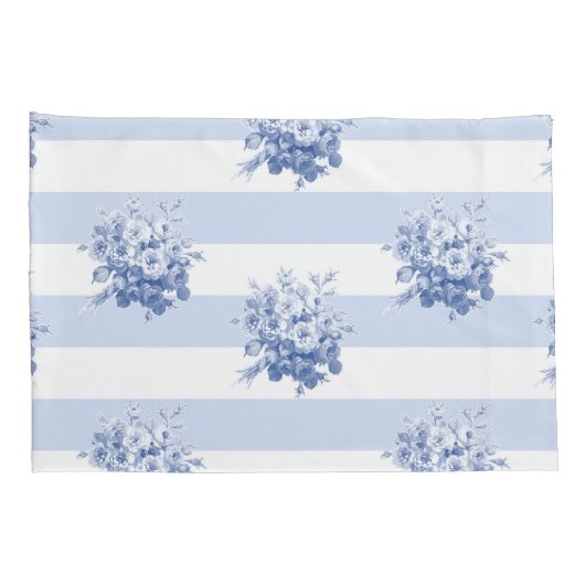 ジェーンのばら色の花束のブルーベリーの標準の枕カバー 枕カバー (裏面-右)