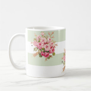 ジェーンのばら色の花束のベズルのストライブ柄のマグ コーヒーマグカップ
