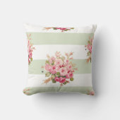 ジェーンのばら色の花束のベズルのストライブ柄の正方形の枕 クッション (正面)