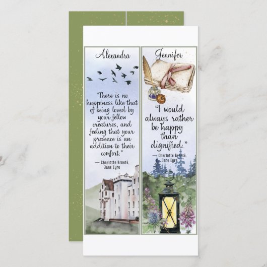 ジェーンアイレブロンテ引用文ブックラバーギフトブックマーク カード (正面/裏面)