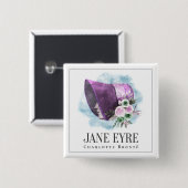 ジェーンアイレボンネットパープルボンネットと花 缶バッジ (正面&裏面)