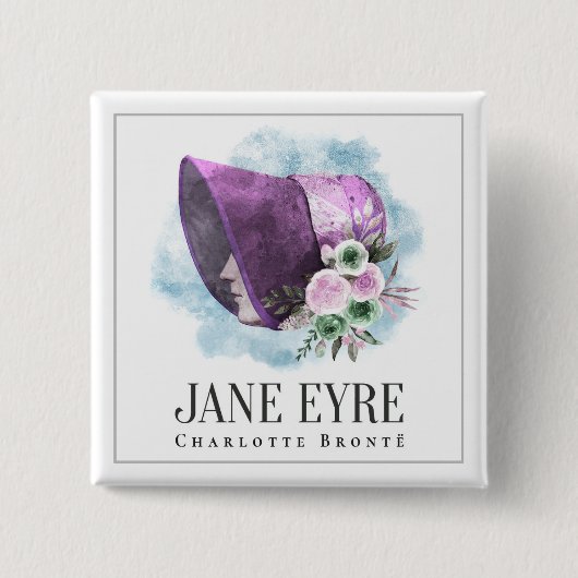 ジェーンアイレボンネットパープルボンネットと花 缶バッジ (正面)