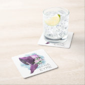 ジェーンアイレボンネットフラワーパープルとブルー スクエアペーパーコースター (インサイチュ)