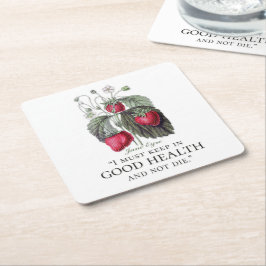 ジェーンアイレ保ー – 健康に – イチゴ スクエアペーパーコースター