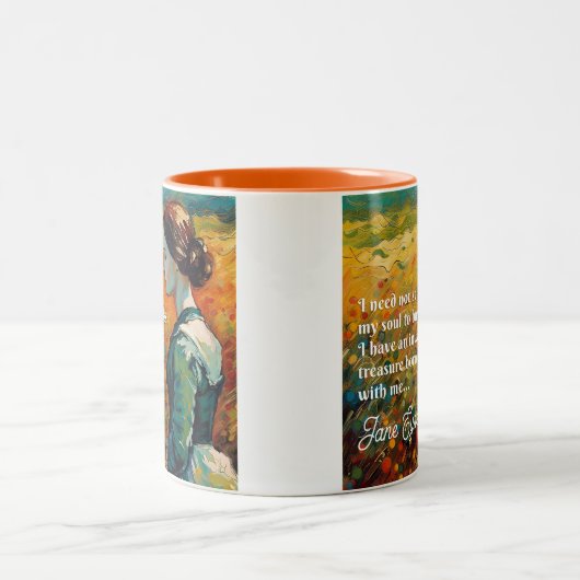 ジェーンアイレ引用文モネスタイル絵画 ツートーンマグカップ (中央)
