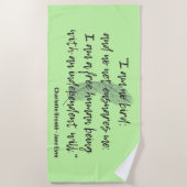 ジェーンアイレ引用文II ビーチタオル (正面)