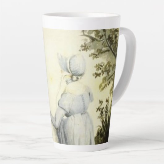 ジェーンオースティンのポートレート+引用文マグネットコーヒーマグ カフェラテマグ (右アングル)