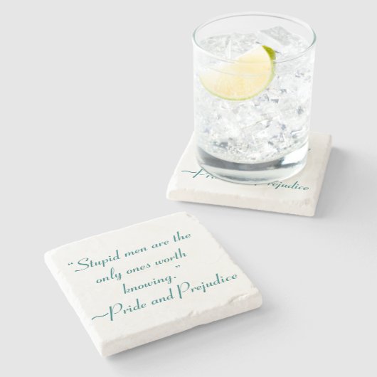 ジェーンオースティンを知る価値のある愚かな男性引用文 ストーンコースター (横)