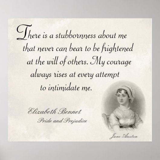ジェーンオースティンプライドと偏見スタブネス引用文 ポスター (正面)
