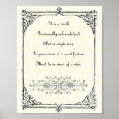 ジェーンオースティンプライドと偏見ファーストライン引用文 ポスター (正面)