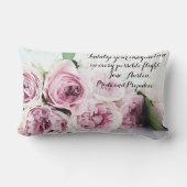 ジェーンオースティンプライド&偏見ブック引用文ピンクローズ ランバークッション (裏面)