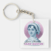 ジェーンオースティンポートレートとシグネチャーピンク キーホルダー (正面)