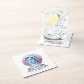 ジェーンオースティンポートレートとシグネチャーピンク スクエアペーパーコースター (インサイチュ)