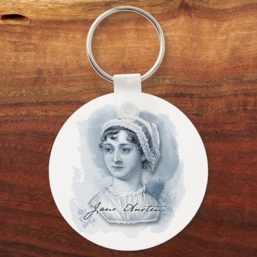 ジェーンオースティンポートレートと署名 キーホルダー (正面)