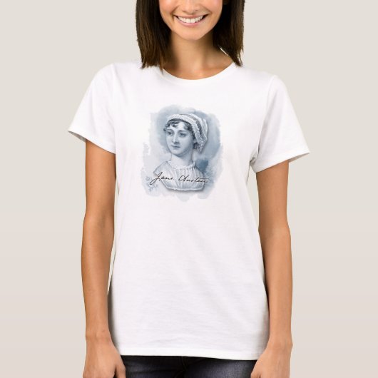 ジェーンオースティンポートレートと署名 Tシャツ (正面)