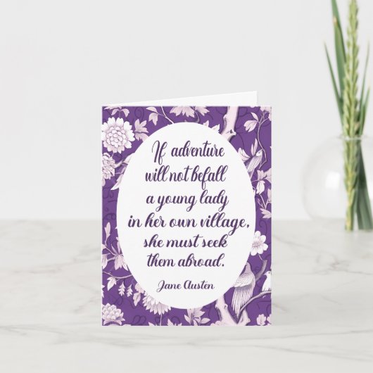 ジェーンオースティン引用文海外グリーティングで冒険を求める カード (正面)
